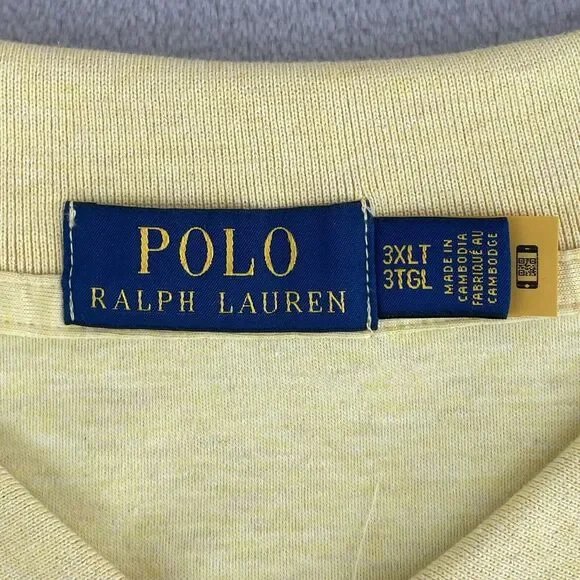 Polo Ralph Lauren Polo Shirt Men 3XLT Tall Heather Yellow Flesh Pony Preppy NWT